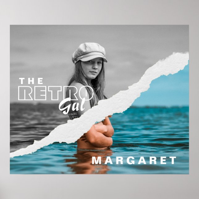 Póster Pantalla retro de fotografía retratada en blanco y (Frente)