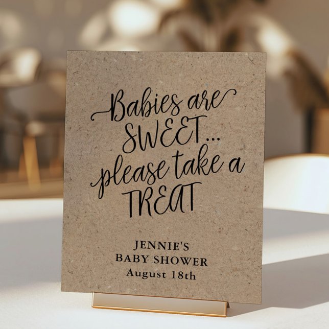 Póster Pantalla Rustic Kraft Script Baby Shower Favorito (Subido por el creador)