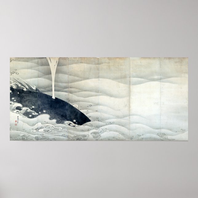 Póster Pantallas de elefante y ballena de Ito Jakuchu (Frente)