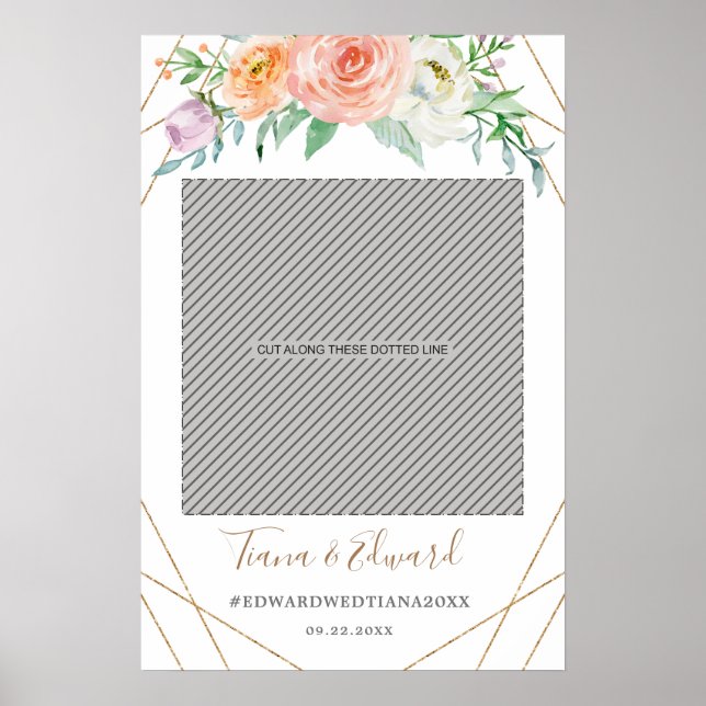 Póster Pantalones de fotos de Boda de flores geométricas (Frente)