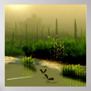 Póster pantano brumoso