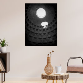 Póster Panteón Cráneo Ligero Roma Italia Negro y Blanco