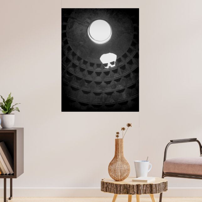 Póster Panteón Cráneo Ligero Roma Italia Negro y Blanco (Salón 3)