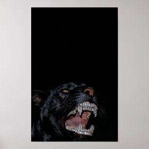 Póster Pantera con Dientes con Diamantes Incrustados