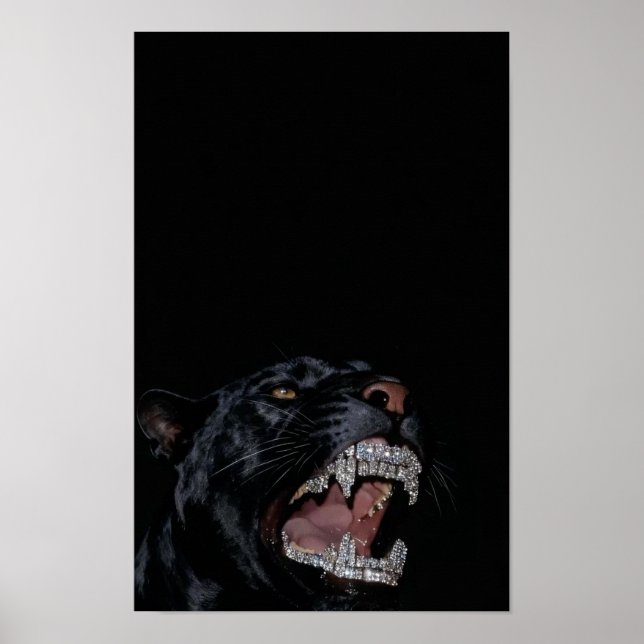 Póster Pantera con Dientes con Diamantes Incrustados (Frente)