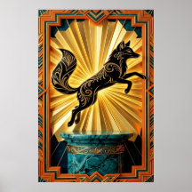 Pantera elegante silueta Art Deco negro oro