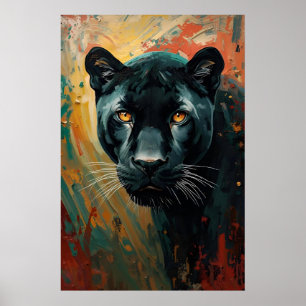 Póster Pantera Negra Artística - Pintura al Óleo Vibrante