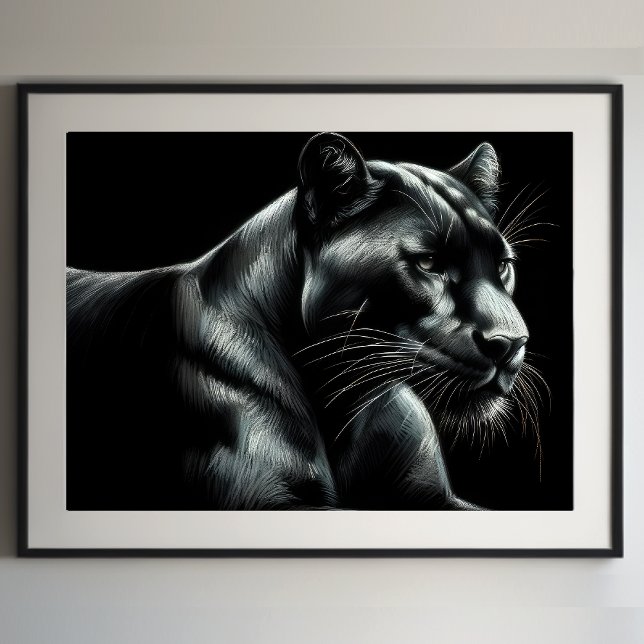Póster Pantera negra de dibujo en pasto duro III (Subido por el creador)