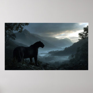 Póster Pantera Negra de Pie en la Pared del Pico de una M