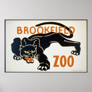 Póster Pantera negra en el zoológico de Brookfield WPA