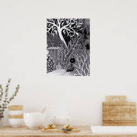 Pantera negra en la jungla - dibujo a lápiz