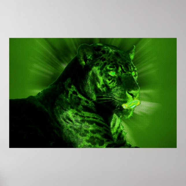 Póster Pantera negra en verde (Frente)