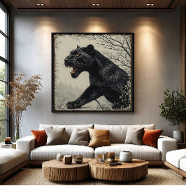 Póster Pantera Oscura Fantasía Feroz