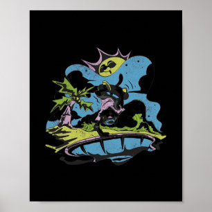 Póster Pantera Skater Bajo Un Sol Funky - Retro Dibujo An