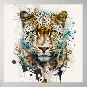 Póster Panther Retrato de Animales Pintando Vida Silvestr