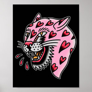 Póster Panther Rosa X Corazón Amor Tradicional Flash Prem