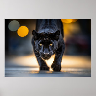 Póster Panther Wildlife Animal On Street