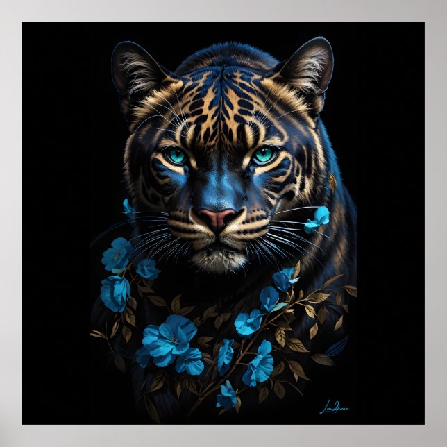 Póster Panthère bleue et dorée (Frente)