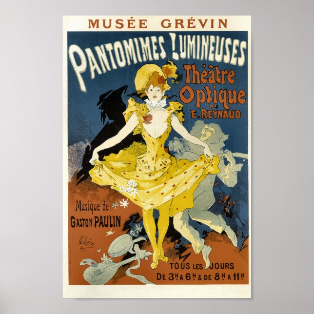 Póster Pantomimes Lumineuses de publicidad francesa vinta (Frente)