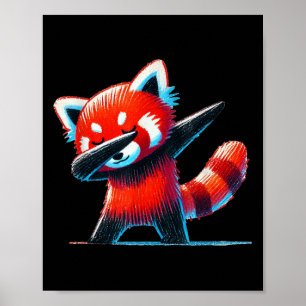 Póster Pañuelo De Panda Rojo Para Animales Salvajes Lover