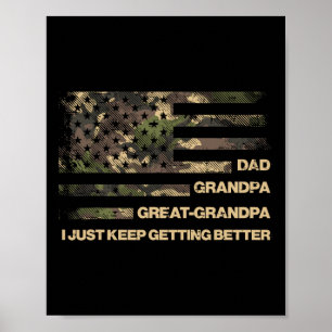Póster Papá Abuelo Gran Abuelo Bandera Camo Padres Abuelo