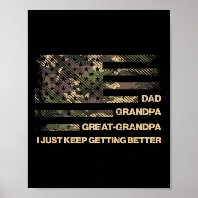 Póster Papá Abuelo Gran Abuelo Bandera Camo Padres Abuelo (Frente)