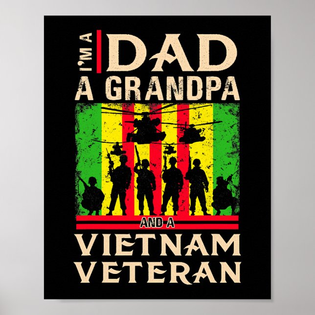 Póster Papá Abuelo Vietnam Veteranos Camisetas padres vet (Frente)