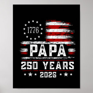 Póster Papa Americano Bandera 250 Años 4 de Julio Abuelo