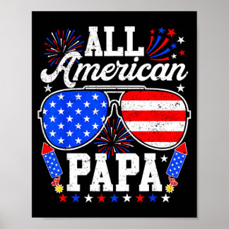 Póster Papa americano gafas de sol 4 de julio familia