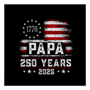 Póster Papa Americano Hombre Bandera 250 Años 4 de Julio 
