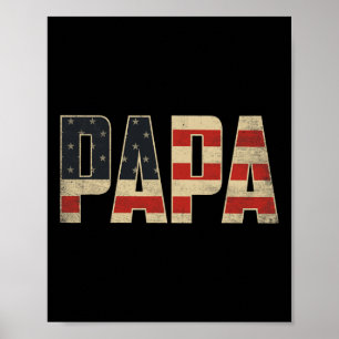 Póster Papa audaz bandera estadounidense patriótica Día d