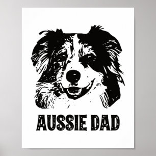 Póster Papá Aussie - Padre Pastor Australiano