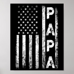 Póster Papa Bandera Americana Vintage Día del Padre 4 de