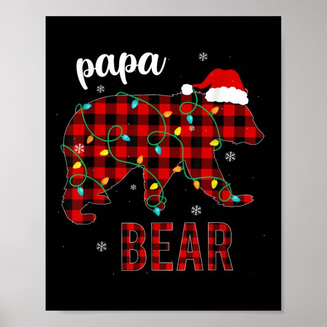 Póster Papa Bear Funny Men Red Plaid Christmas Pajama Fam (Frente)