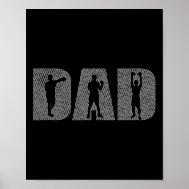 Póster Papa Boxer Fathers Day Boxing Lover Box Regalo Tra (Frente)