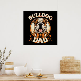 Póster papá bulldog – día del padre vintage bulldog adora