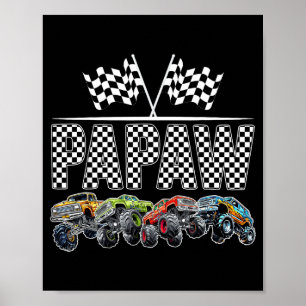 Póster Papá Camión Monstruo Retro Cumpleaños Familiar Com