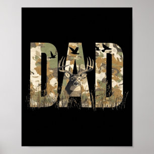 Póster Papá Camuflaje Divertido Cazador Camuflaje Ciervo 