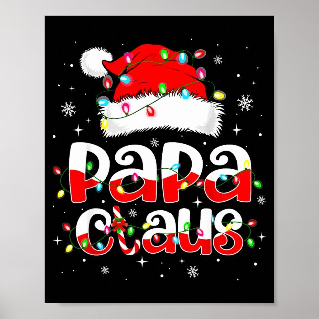 Póster Papa Claus Funny Christmas Lights Pajama Family Ma (Frente)