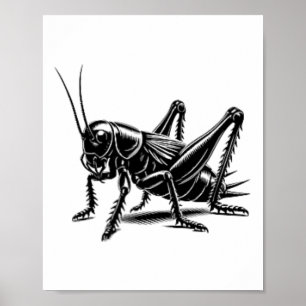 Póster Papá Cricket Mamá Amante - Cricket Monocromático 1