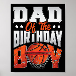 Póster Papá cumpleaños de baloncesto Boy Family Baller b-