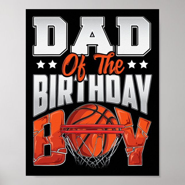 Póster Papá cumpleaños de baloncesto Boy Family Baller b- (Frente)