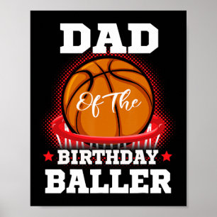 Póster Papá cumpleaños de baloncesto Boy Family Baller b-