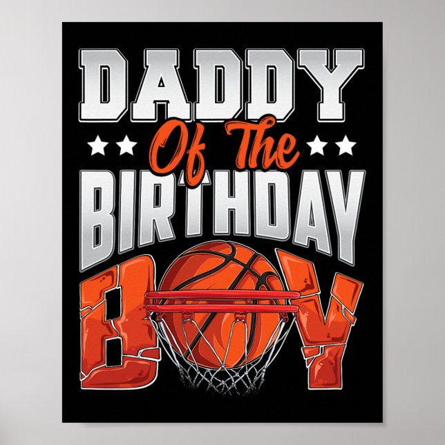 Póster Papá cumpleaños de baloncesto Boy Family Baller b- (Frente)