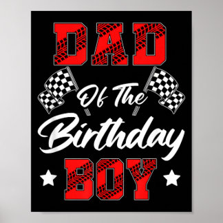 Póster Papá de Auto de Carreras Del Niño Cumpleañero Fami