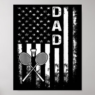 Póster Papá de bádminton Bandera Americana Vintage Navida