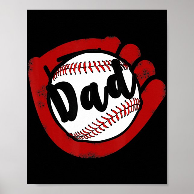 Póster Papá de béisbol para la madre del béisbol (Frente)