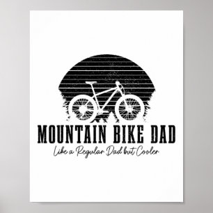 Póster Papá de bicicleta de montaña cuesta abajo vintage
