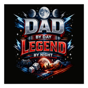 Póster Papá De Día Leyenda Por La Noche - Épico Papá Juga