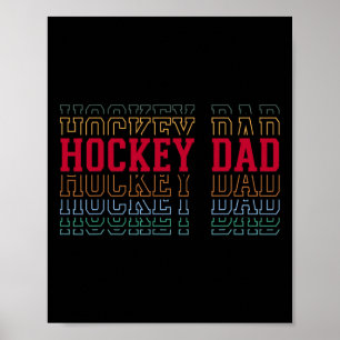 Póster Papá de hockey divertido texto en capas padre entr